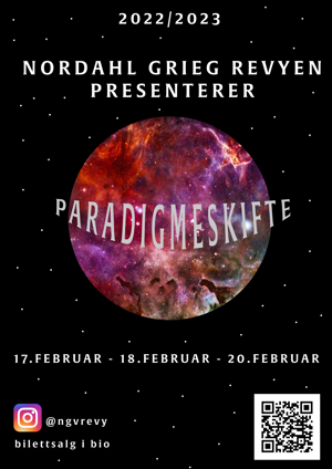 Plakat som fortel om skolerevyen